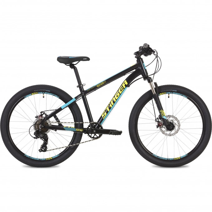 Подростковый велосипед STINGER BOXXER EVO черный с рамой 14" 24AHD.BOXXEREVO.14BK1